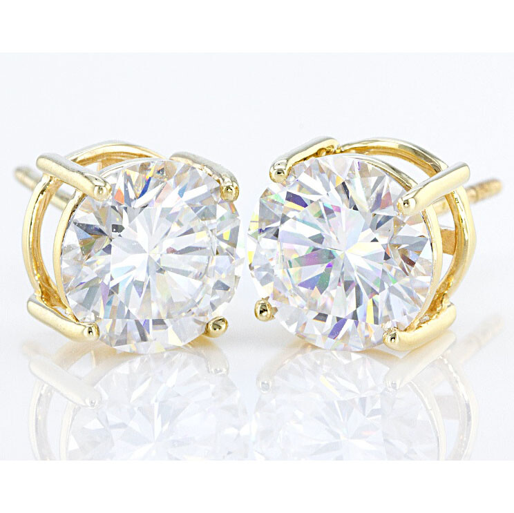 Certified D/VVS1 Round Cut Moissanite 14K White Gold Stud Earrings 0.60-8.00ctw