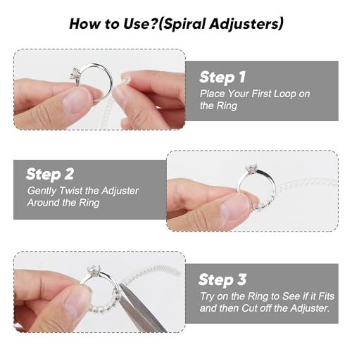 Ring Size Adjuster 14 Piece Set Clip On Spiral Coils Fit 1mm to 10mm Band Width