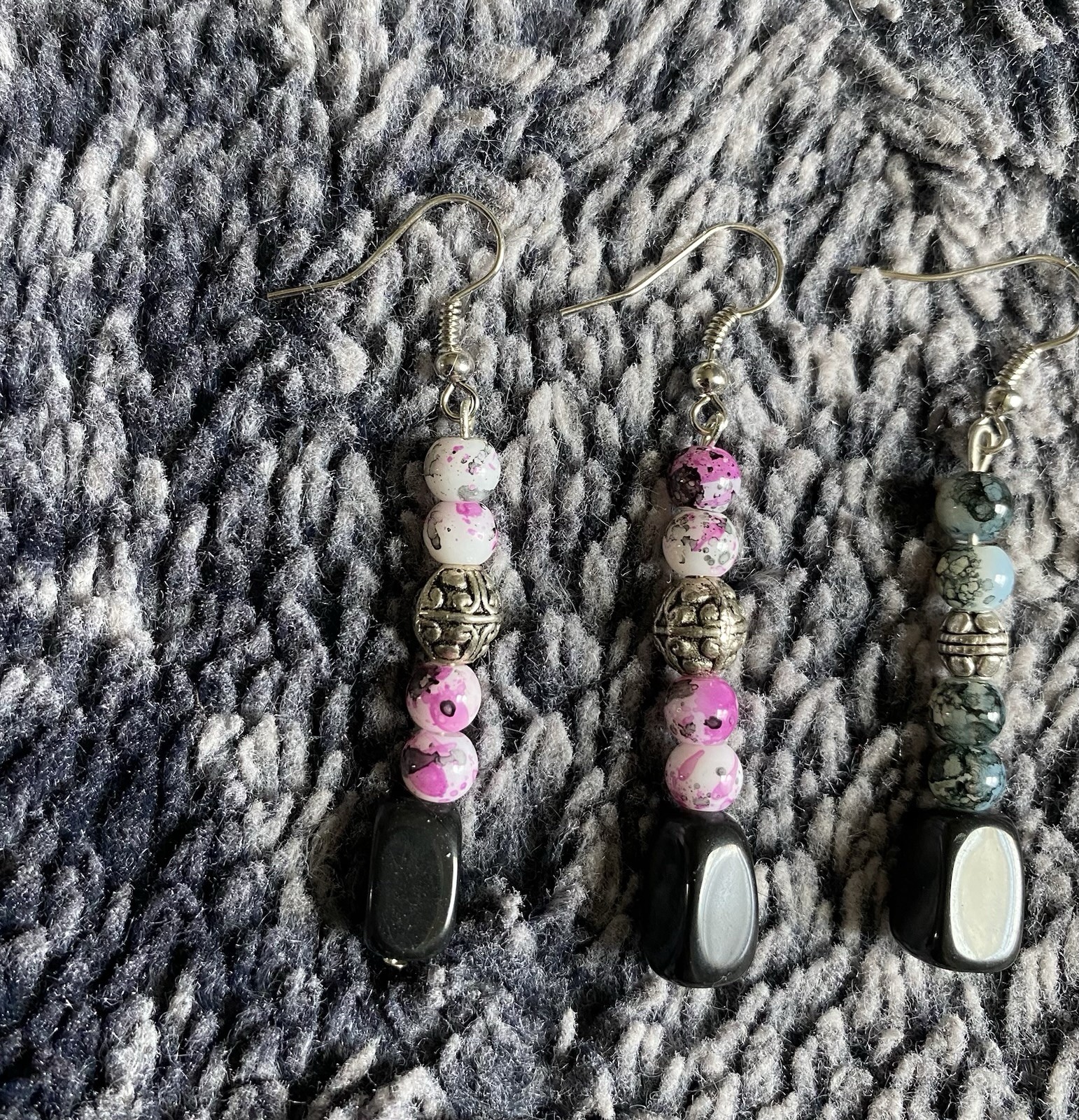 Handmade Multicolored Beaded Dangle Drop Earring Set (2)