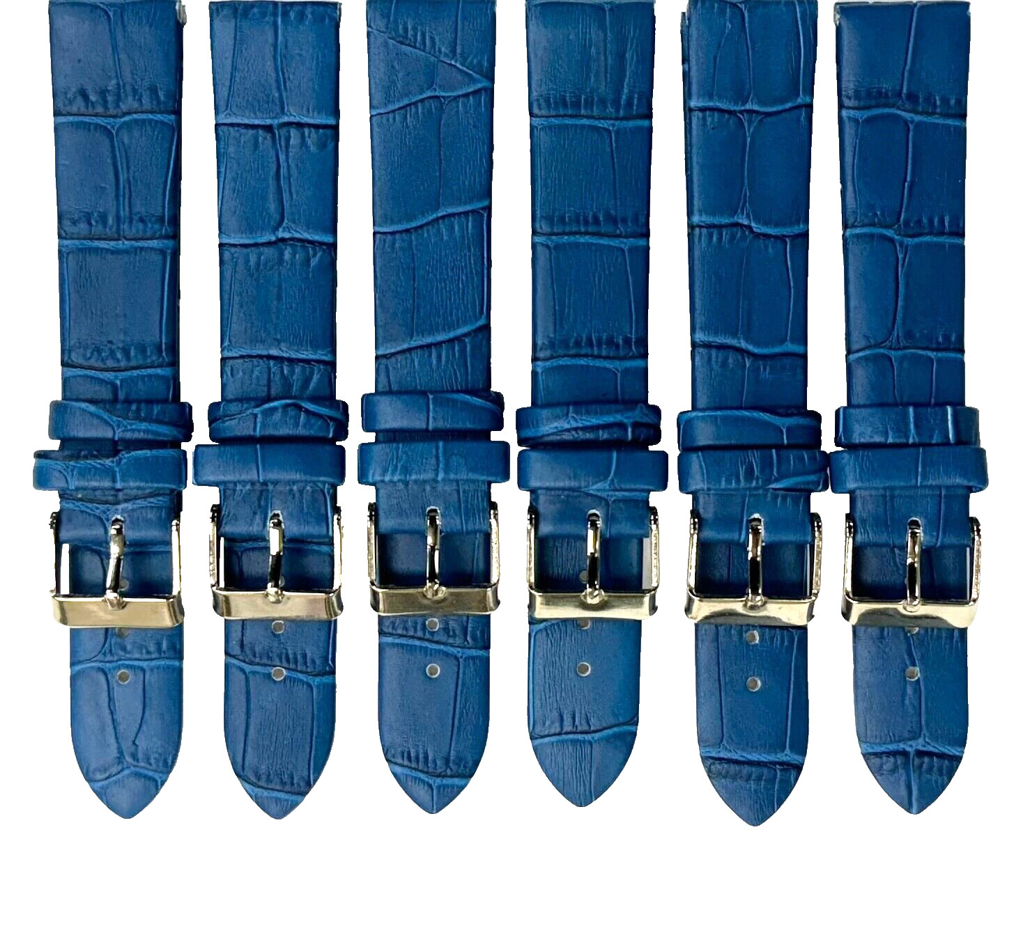 Watch Band Blue Genuine Leather Alligator Grain Regular, Flat 16x14MM (lot of 6)