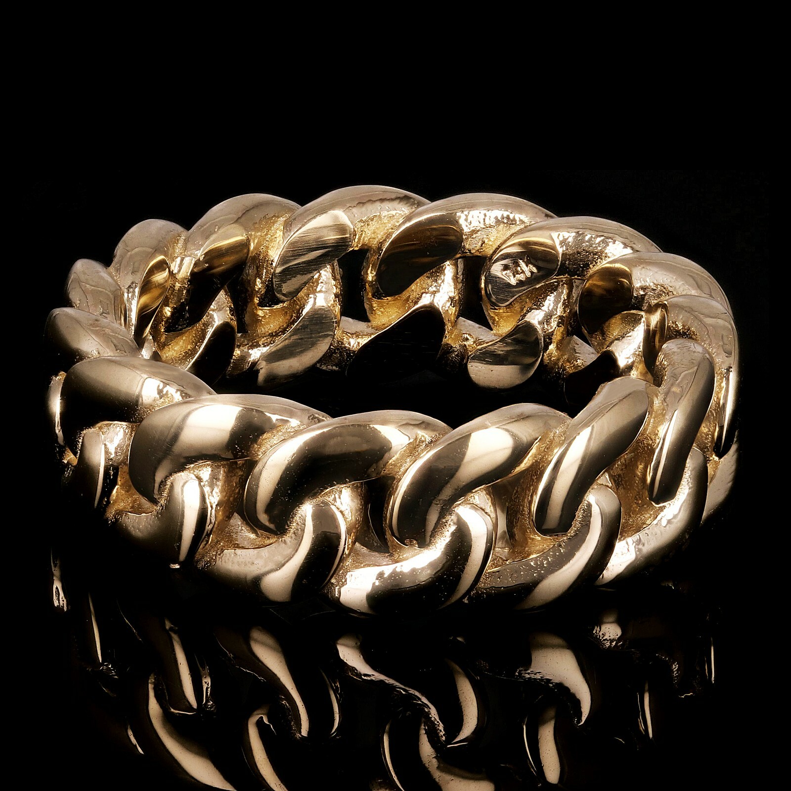 14k Yellow Gold Solid Miami Cuban Ring Curb Link Band 7.5mm Size 10 – 13 grams