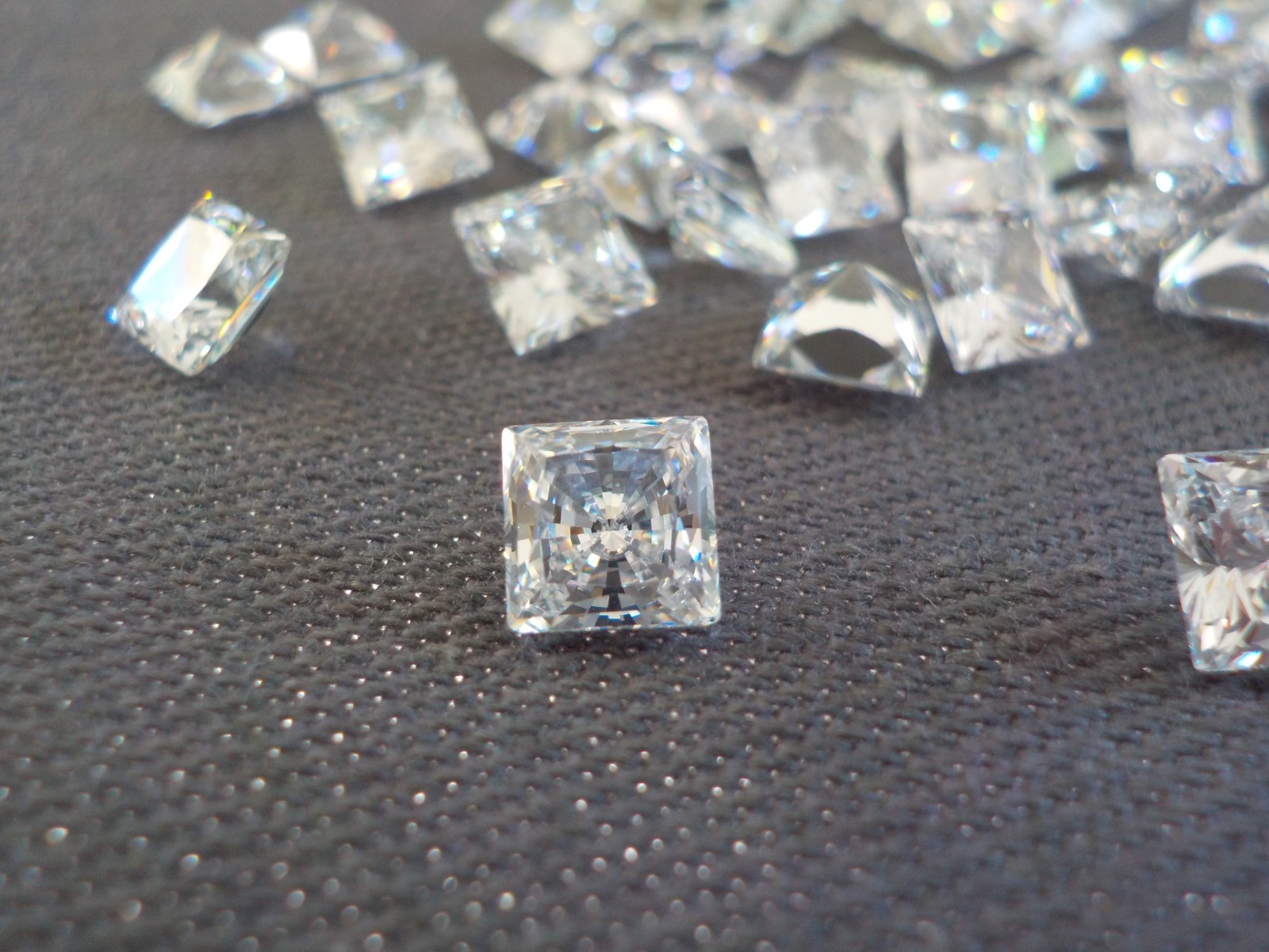 Square Cubic Zirconia Clear Stone 5 mm Pointed Back No Holes Total 12 Pieces
