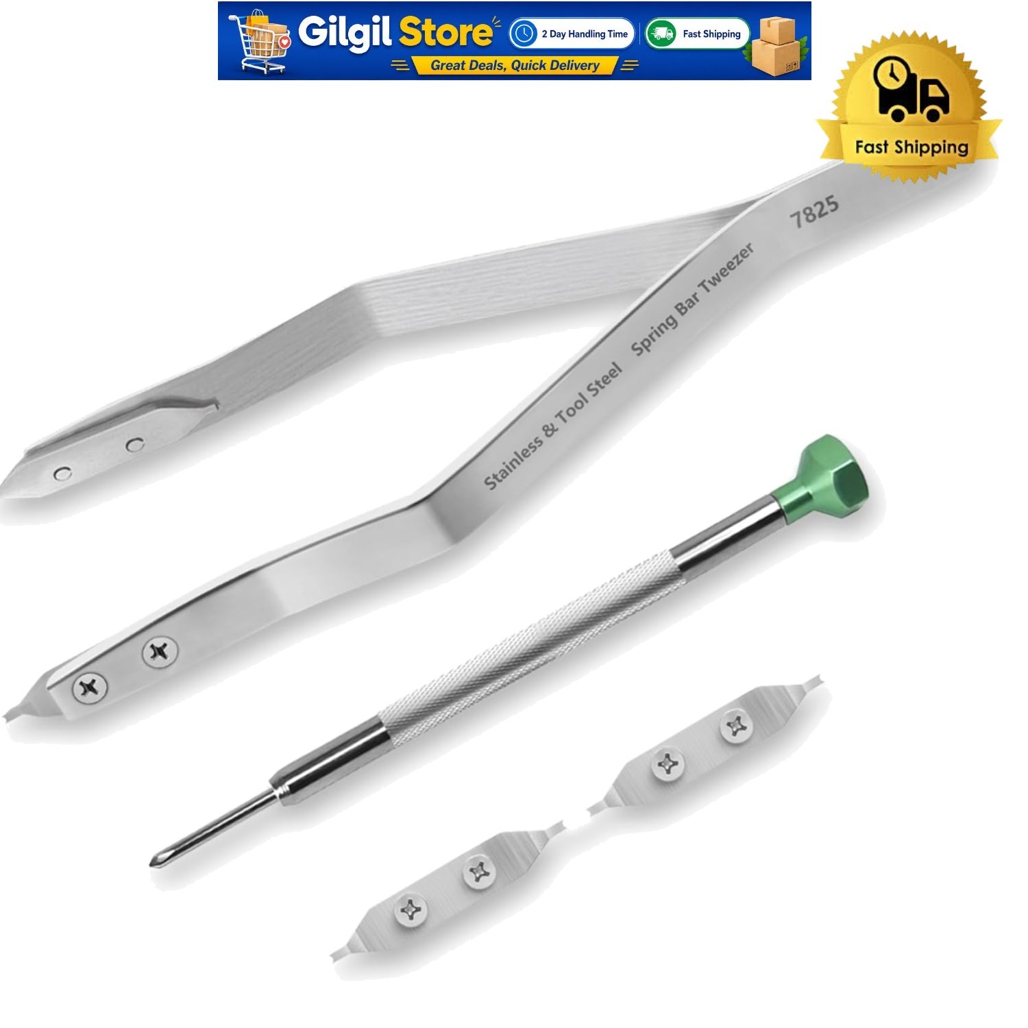 Lightweight Professional Spring Bar Tweezers – 4 Working Ends for Watchmakers