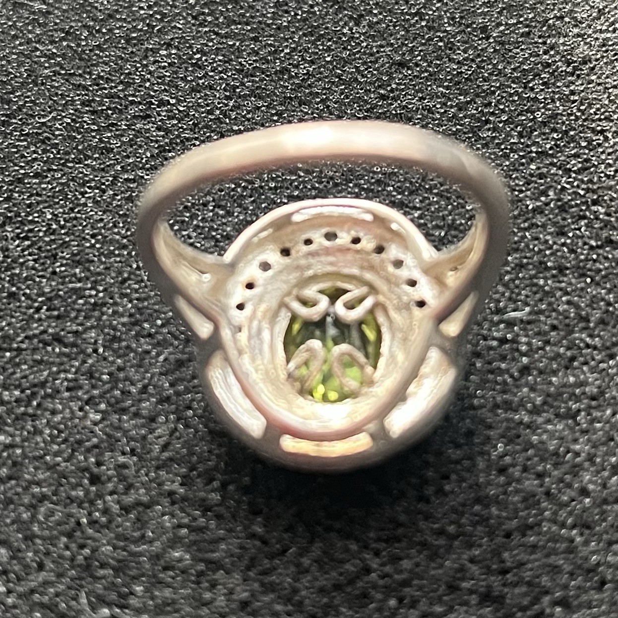 925 Sterling Silver Rhodium-plated Peridot Color Halo Ring By SSJ Sz 6.5
