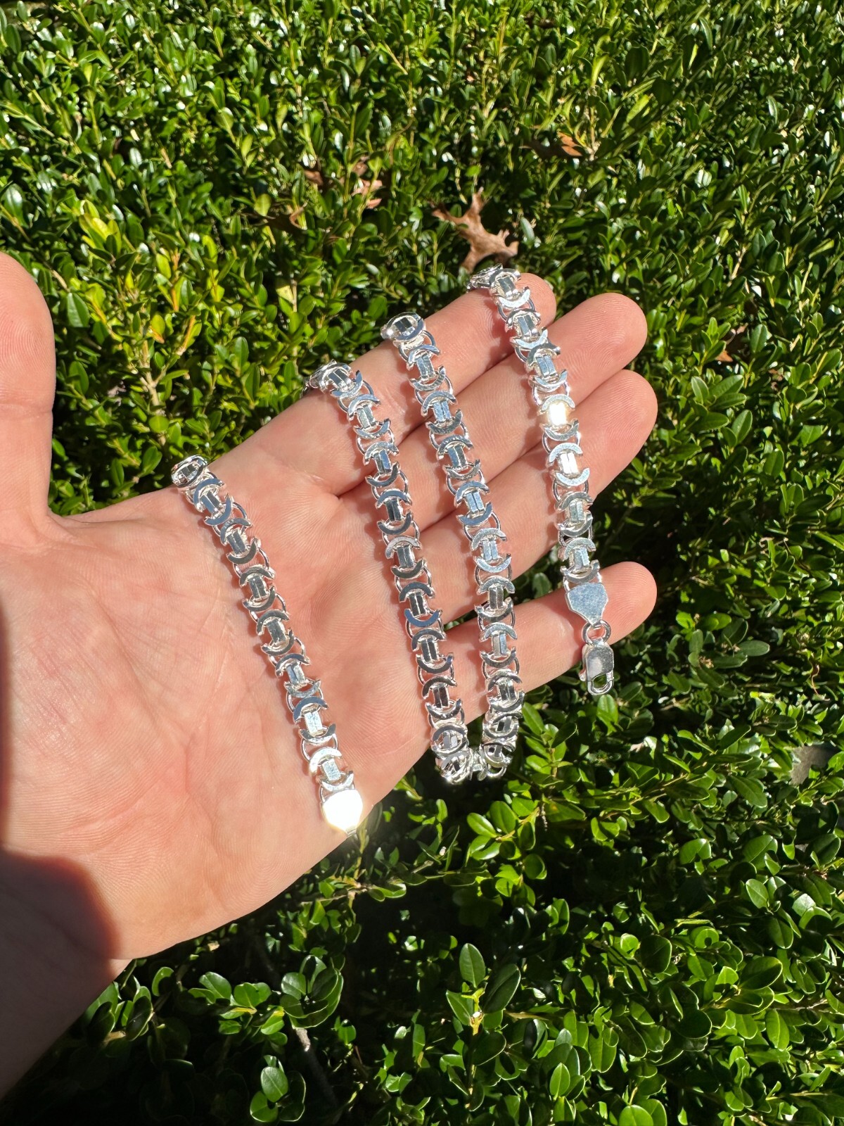 Real Solid 925 Sterling Silver Flat Byzantine Chain Mens Necklace Or Bracelet