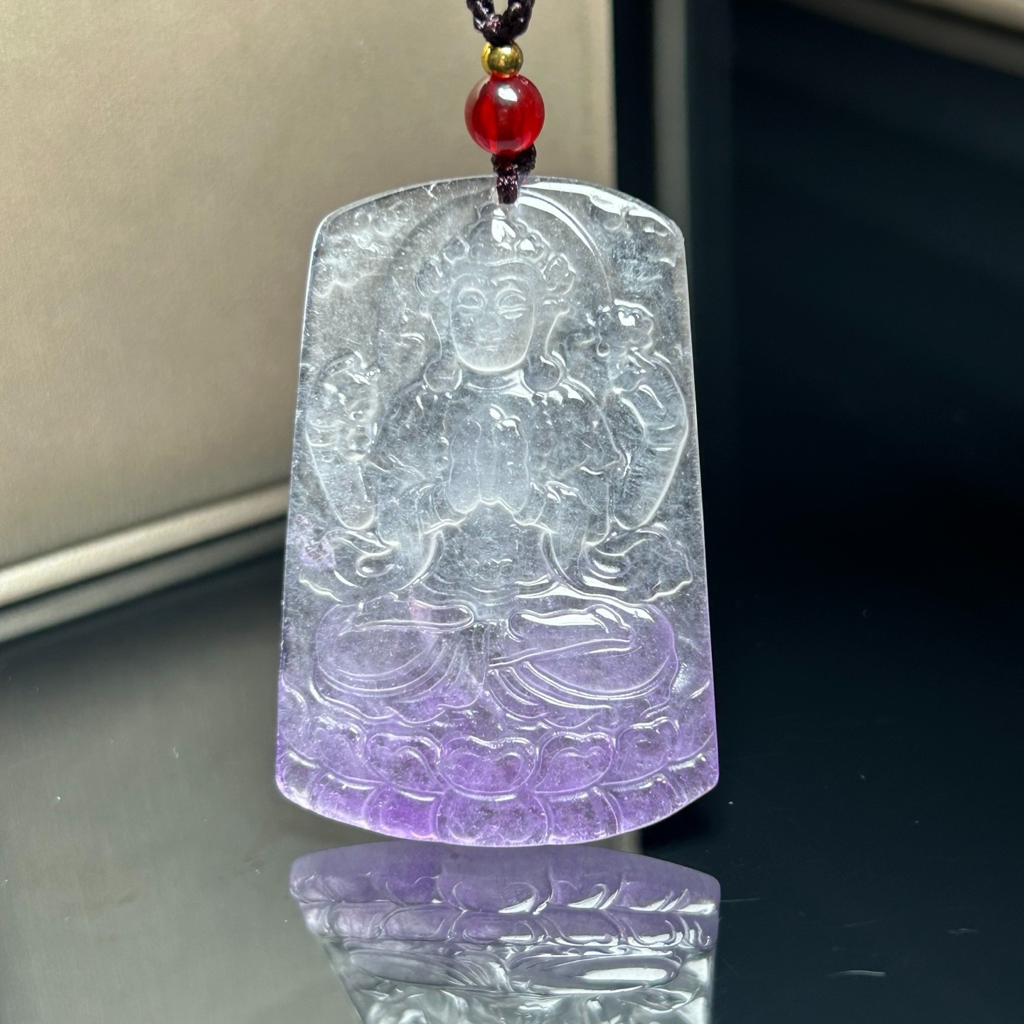 Nature ice white Burmese Jade Jadeite Carved kwan-yin lucky Pendant&Necklaces