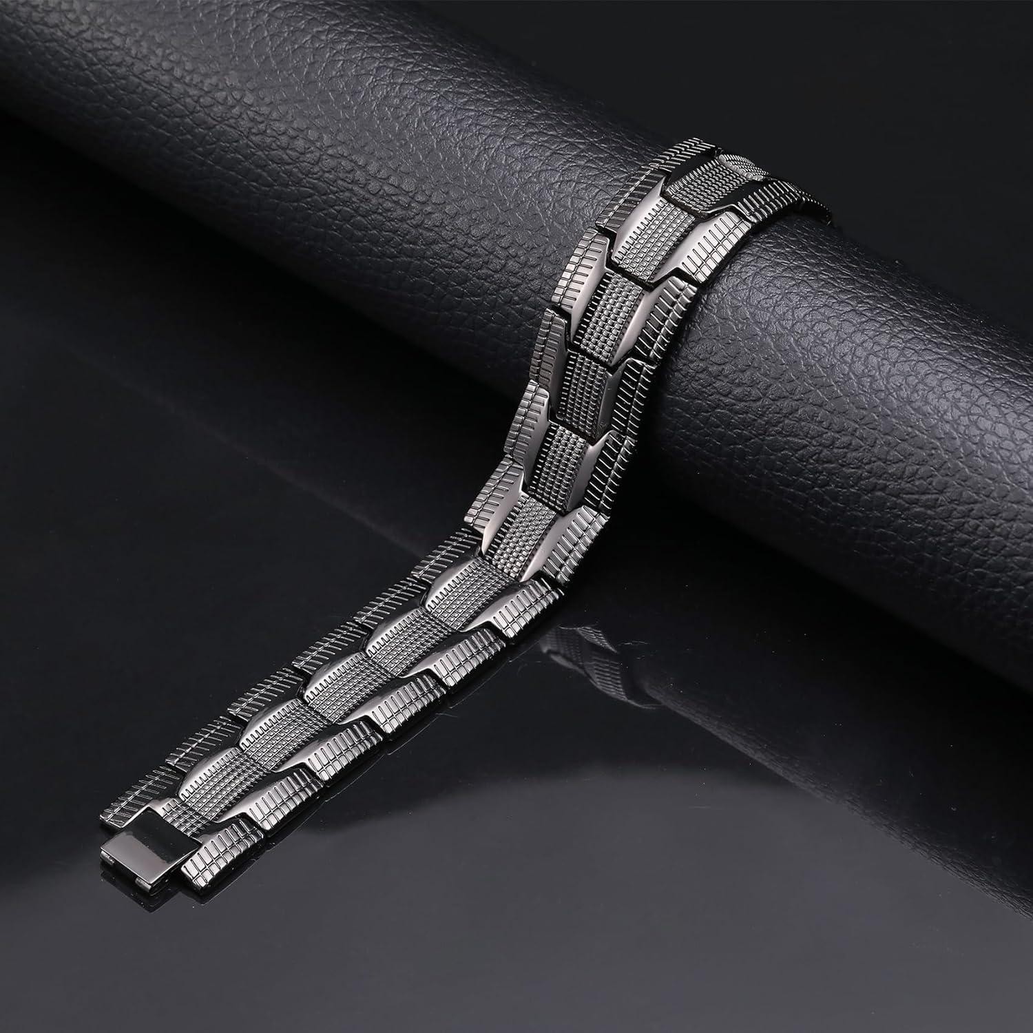 3X Ultra Strength Magnetic Black Copper Men Bracelet Vintage Therapy Energy Heal