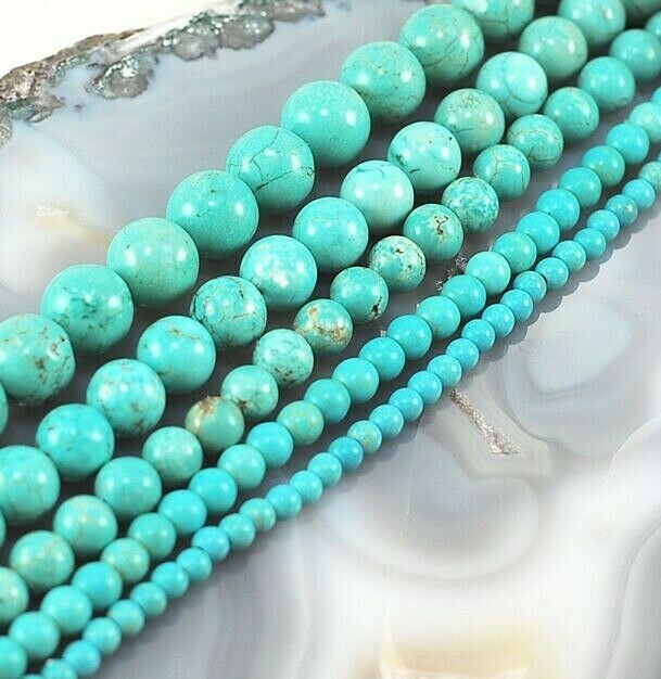 Gemstone Blue Magnesite Turquoise Round Loose Bead 15″ strand 4mm 6mm 8 10 12mm