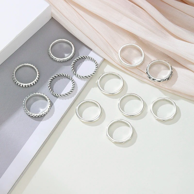 12 Set OF Stacking Silver Ring, 925 Sterling Silver, Dainty Silver Ring, – USA