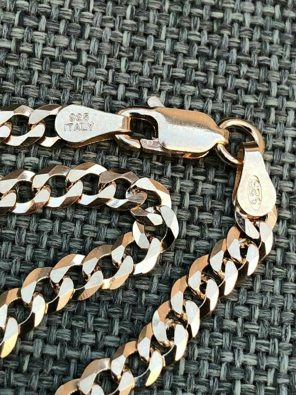 Flat Miami Cuban Link Chain 14K Gold Plated Solid 925 Sterling Silver 4mm ITALY