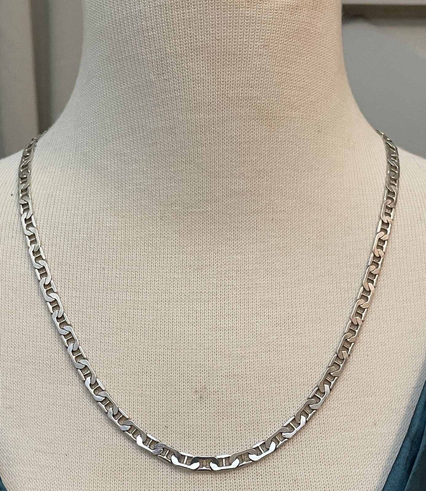 Italian Solid 925 Sterling Silver Marine Style Necklace – 22″ Long (Jew-009)