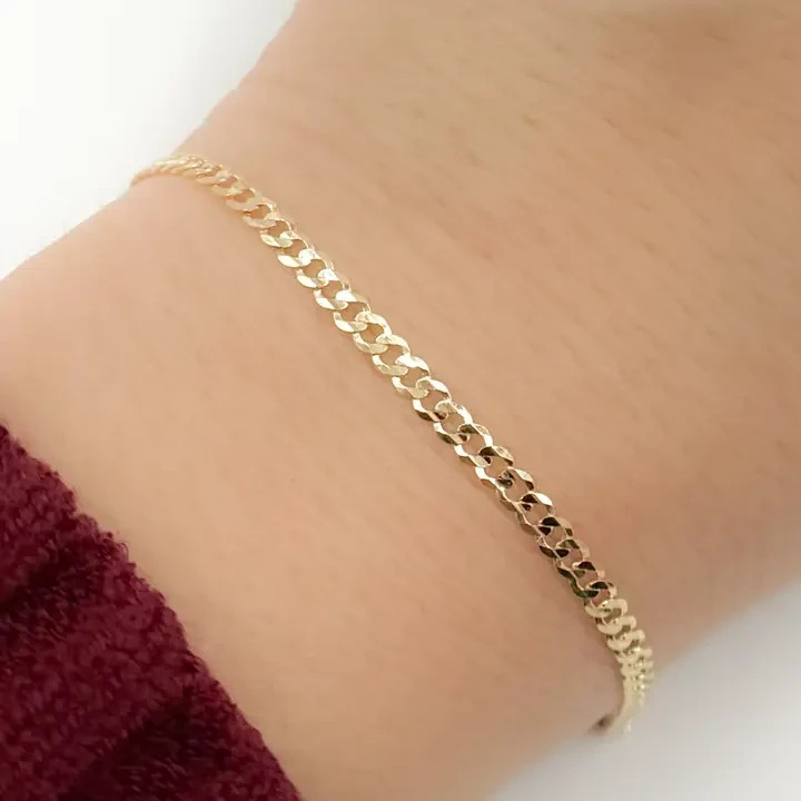 14K Solid Gold Cuban Curb Bracelet