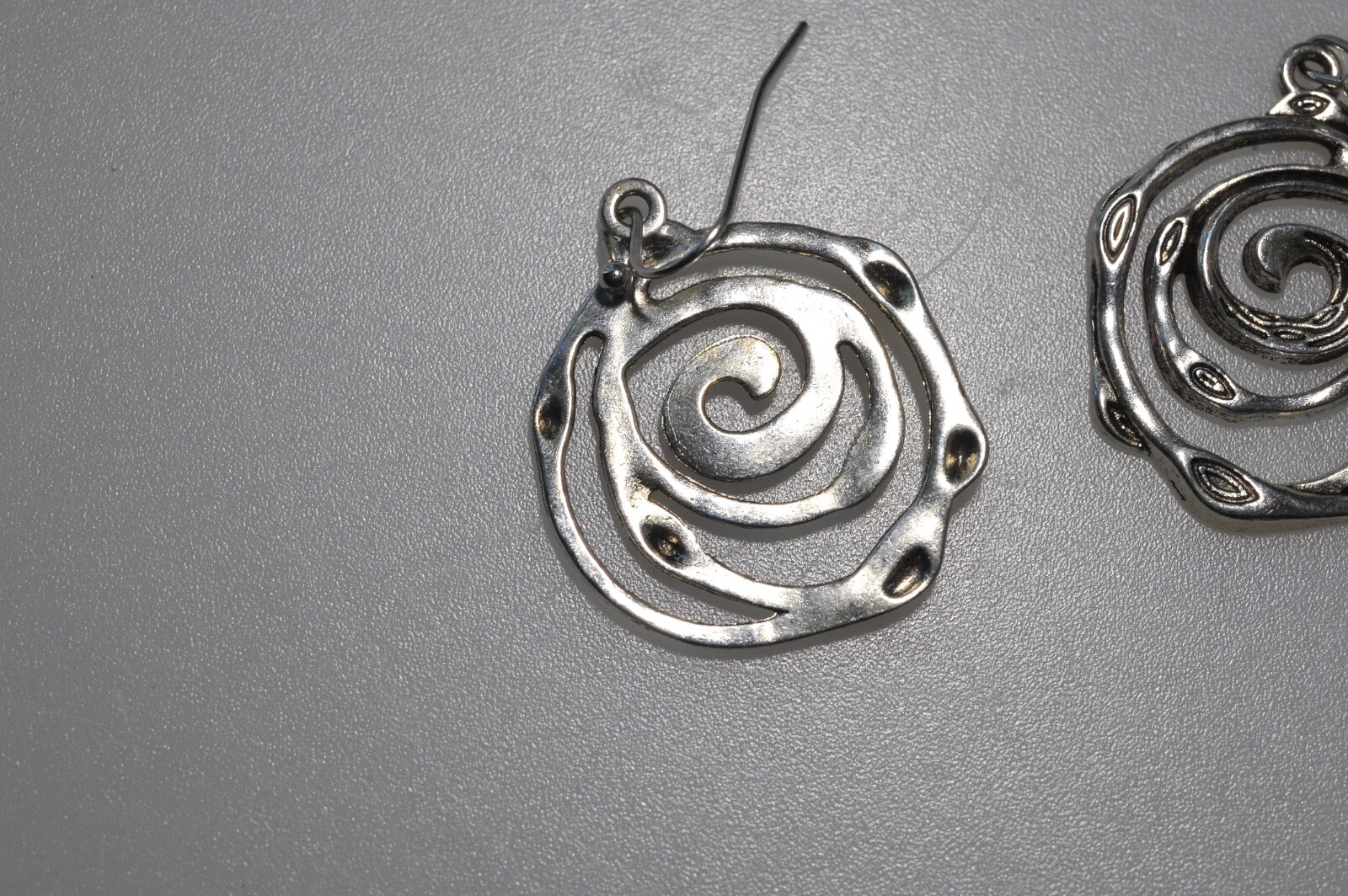 LOT Pierced Earrings Dangle Drop Silver Tone scroll hoop wire MN10