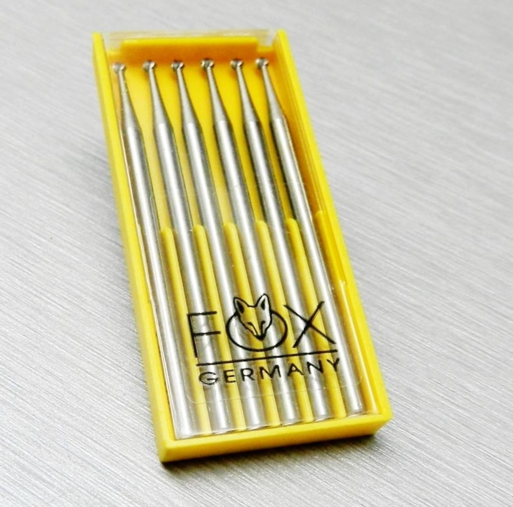 Fox Jewelry Burs Fig1 Jewelers Round Ball Bur 006 Pack of 6 Burs 0.6mm Germany