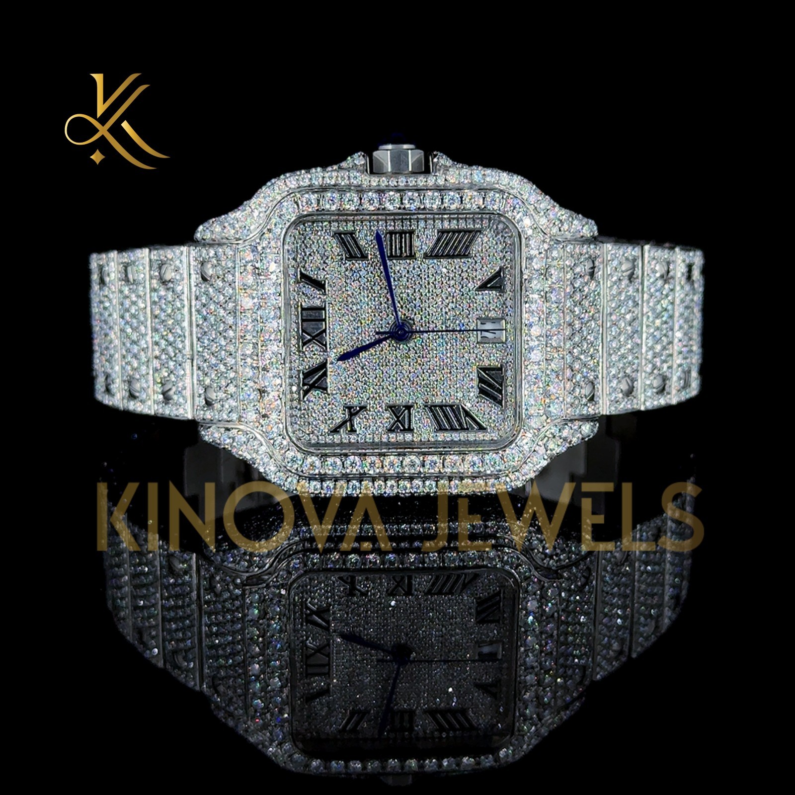 Men’s VVS1 Moissanite Diamond Watch Fully Iced Luxury Bling
