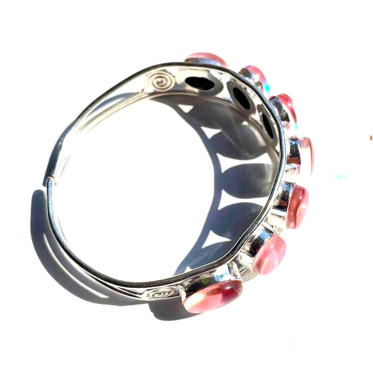 Australian Triplets Opal Gemstone 925 Sterling Silver Handmade Jewelry Bangle