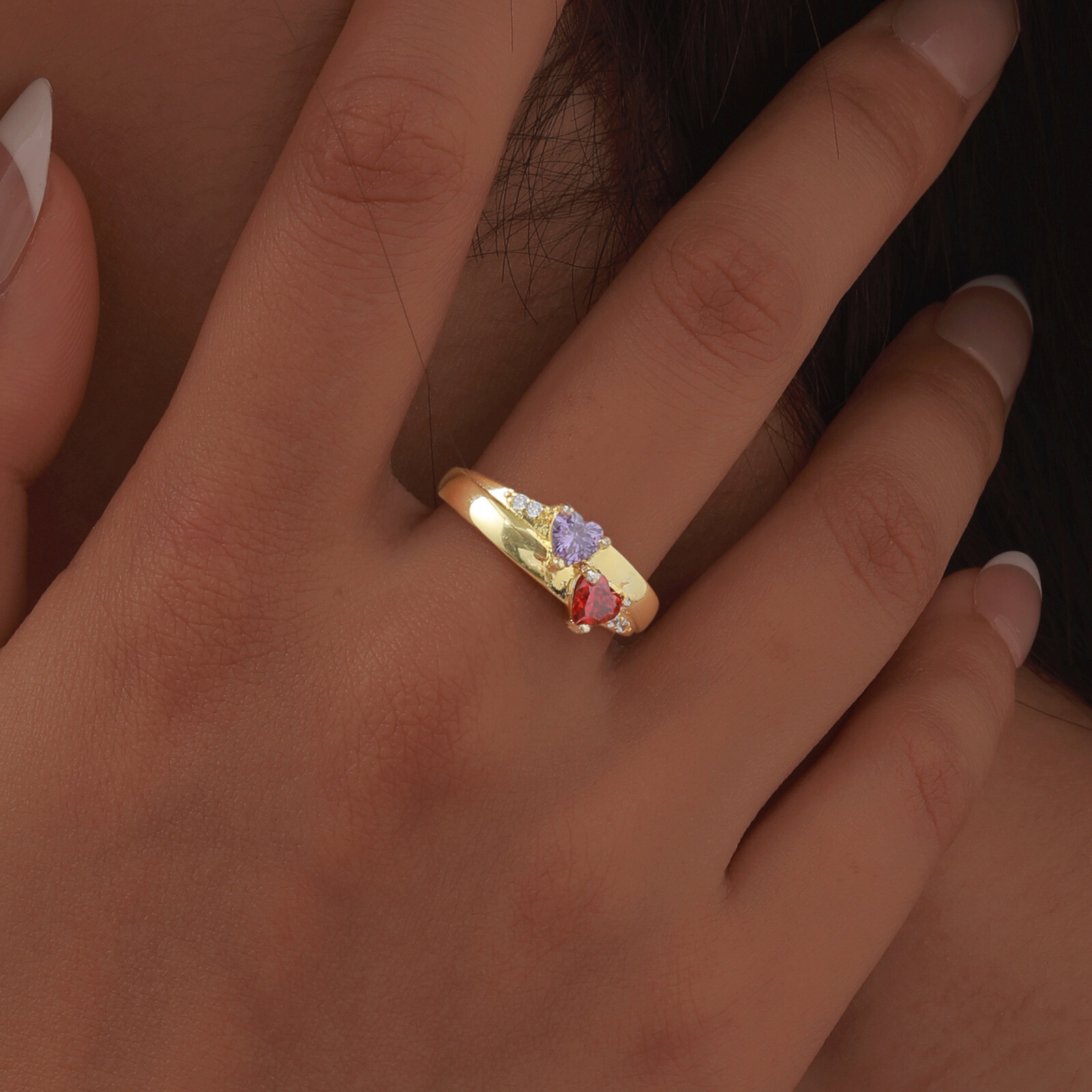 VNOX Custom Birthstone Ring Personalized Christmas Anniversary Gift for Women