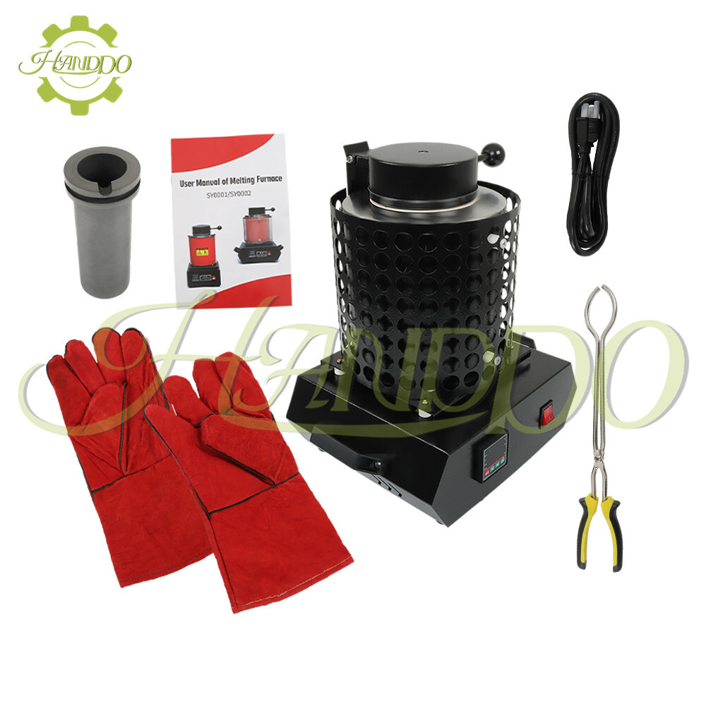 1400W Upgraded Electric Gold Melting Furnace Forge kit Mesh 3KG Crucible 110V