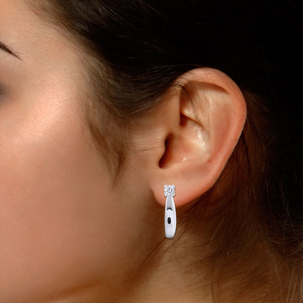J Hoop Earrings Jacket for Studs Solid 925 Sterling