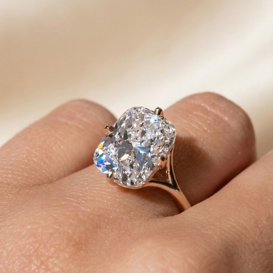 4.00Ct Cushion-Cut VS1 Lab Grown Diamond Wedding Engagement Ring 14k Yellow Gold