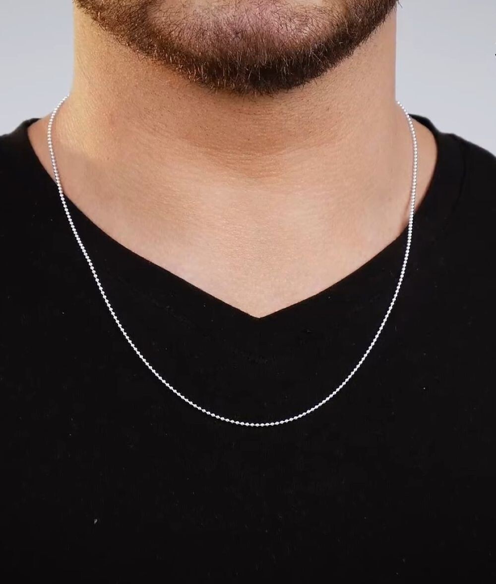Italian Made 925 Sterling Silver 1.5MM Bead Ball Chain Necklace 14″-36″