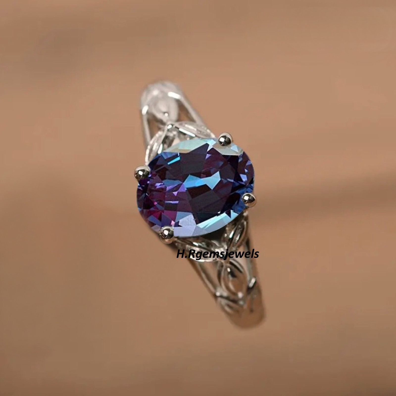 Alexandrite Wedding Ring, Color Changing Gemstone Ring, Dainty Proposal Ring,
