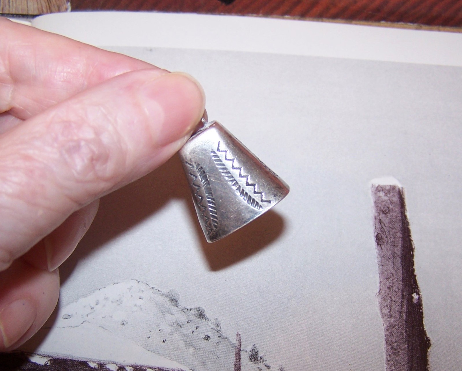 NATIVE AMERICAN Vintage Sterling Silver Cow Bell Pendant or Charm