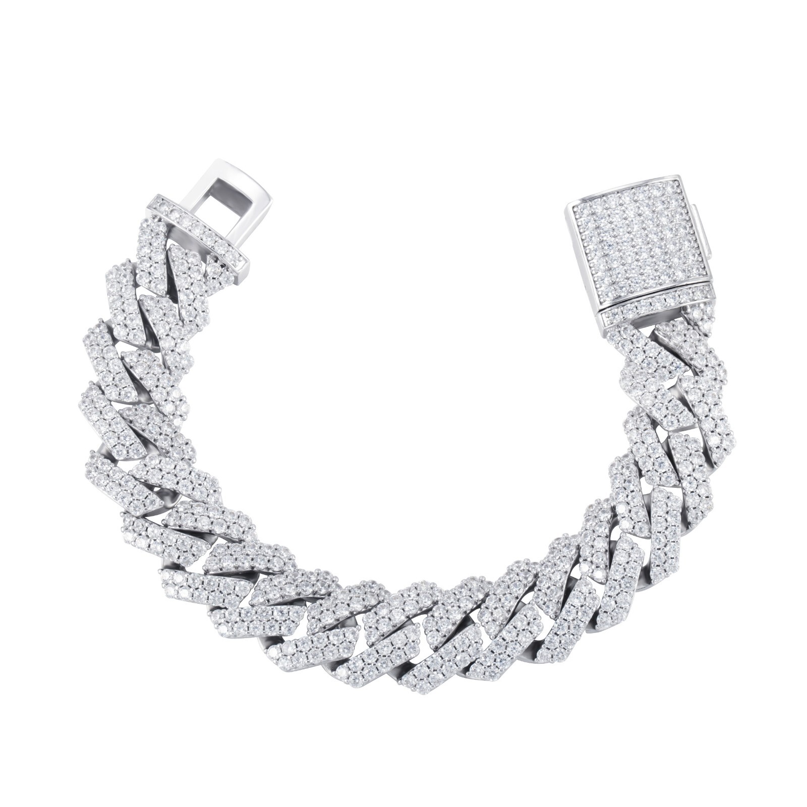 12mm Iced CZ Out Cuban Link Chain 14K/White Gold Stainless Steel Hip Hop Jewelry