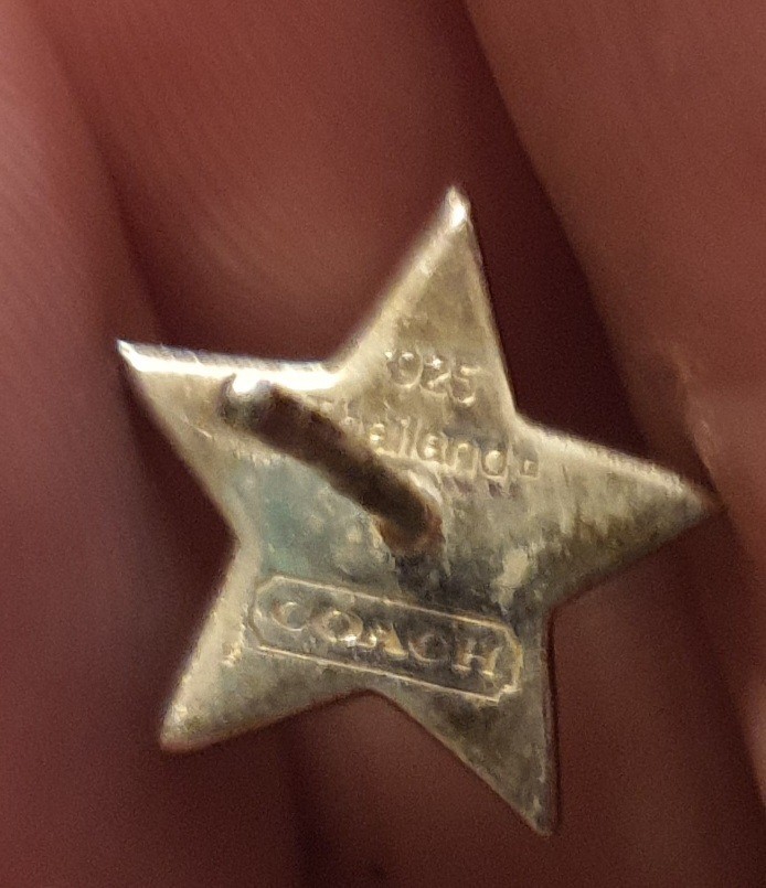 Coach 925 Sterling Silver Star Stud Earrings Clear Crystal…no Earrings Back