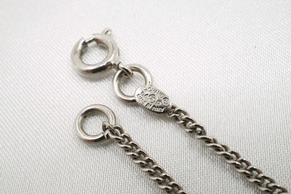 CHANEL 04P Necklace Coco Mark Heart Clover Accessory Silver Pink Red 7151j