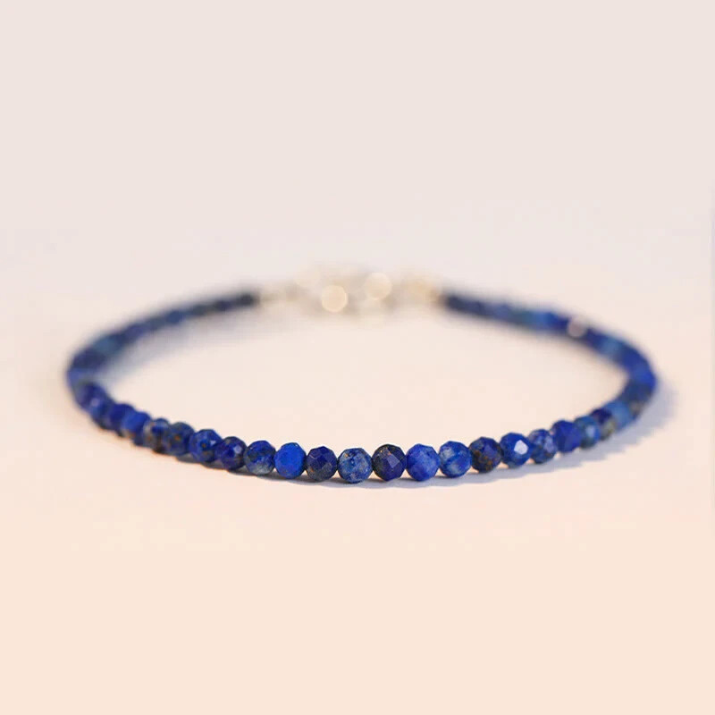 2025HOT 3mm Lapis Lazuli Bracelet Natural Blue Gemstone Healing Reiki Gift