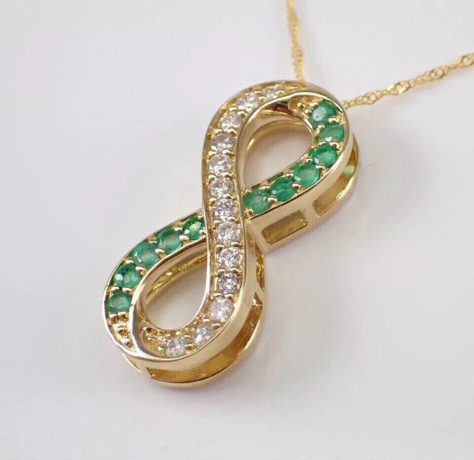 Women’s Stunning Infinity Pendant Round Simulated Diamond 14K Yellow Gold Plated