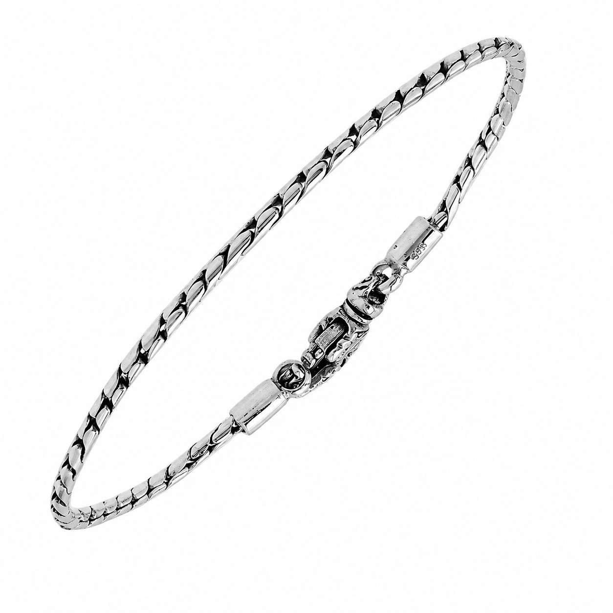 Bali 925 Sterling Silver Snake Chain Bracelet 2mm Unisex 7–9 in