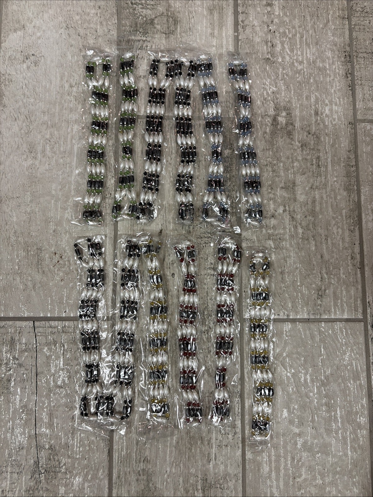 Lot Of 12 Magnetic Hematite Bracelet Anklet Necklace 3 row Variation Of Colors