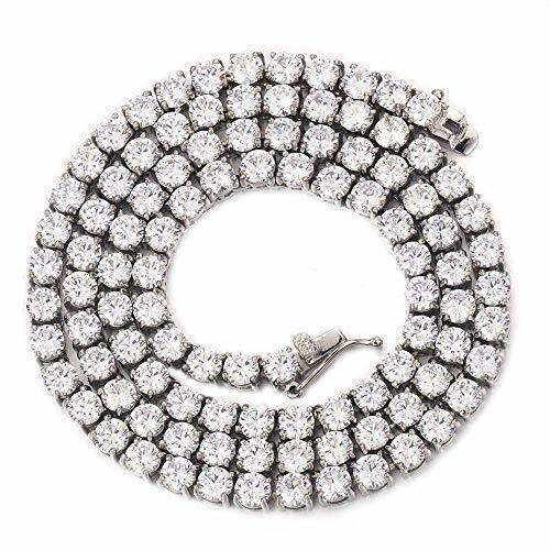 Unisex Stainless Steel 5mm 1 Row Cubic Zirconia Tennis Necklace ANTI-TARNISH