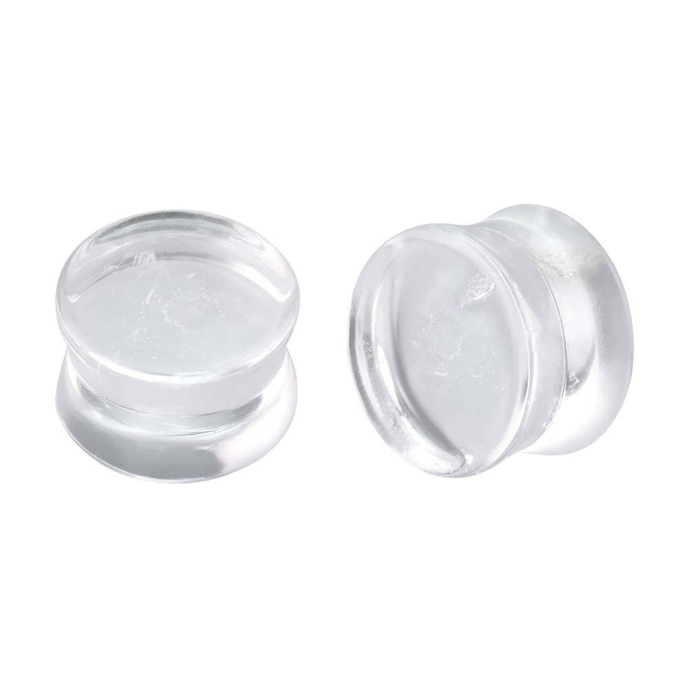 Quartz Crystal Stone Double Flare Tunnels Ear Gauges Plugs Sold as a Pair