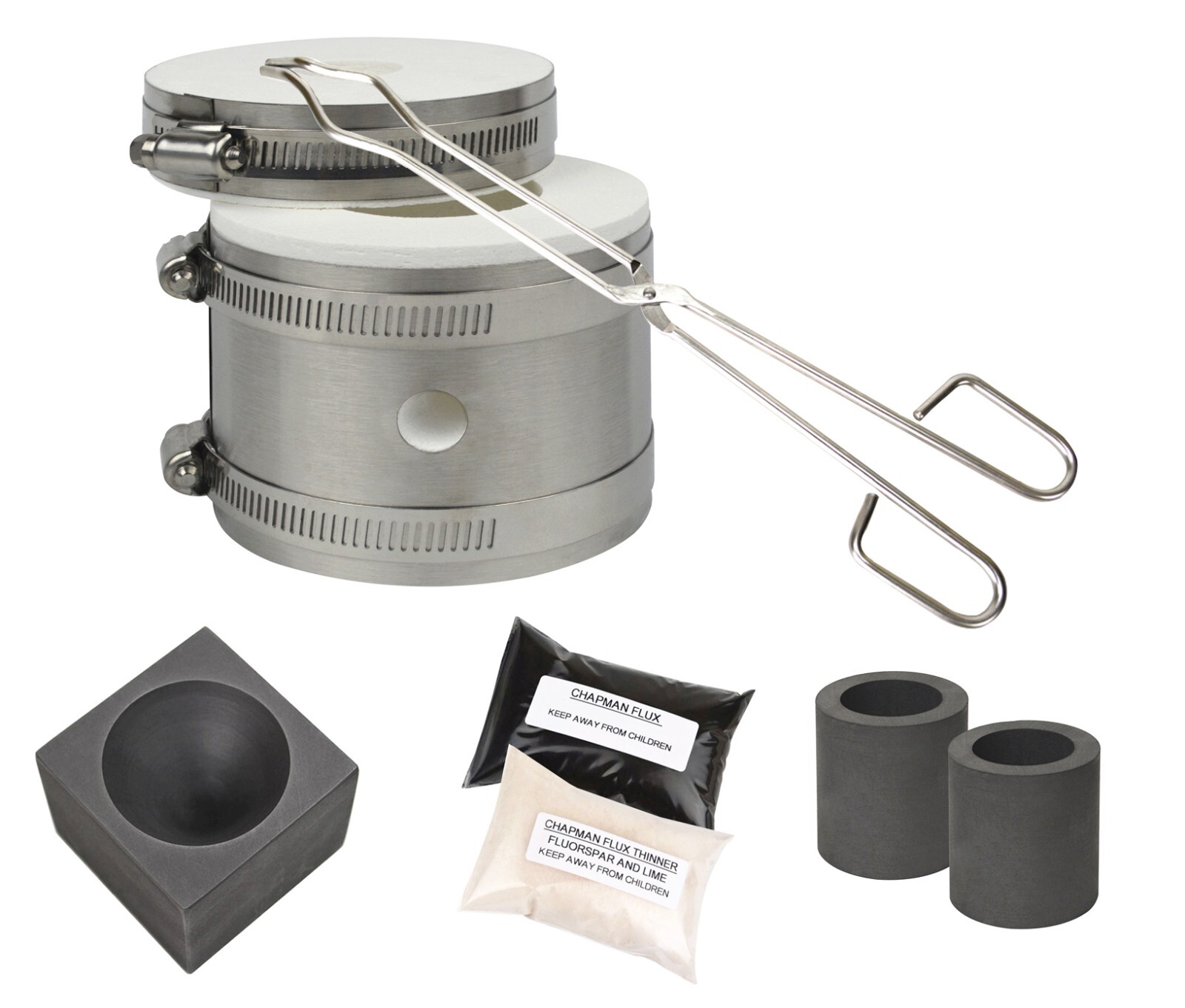 Mini PRO Kiln Propane Furnace Melt Metals Graphite Mold Crucible Tongs Flux Set
