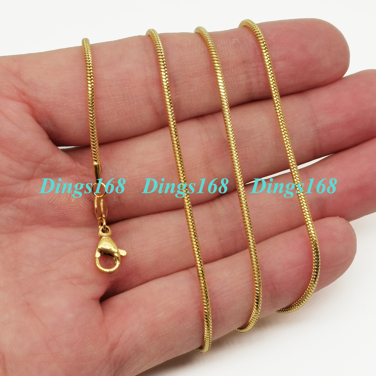 Men&Women’s 18K Gold Filled Tarnish-Free Classic 1.6mm Wide Snake Chain Necklace