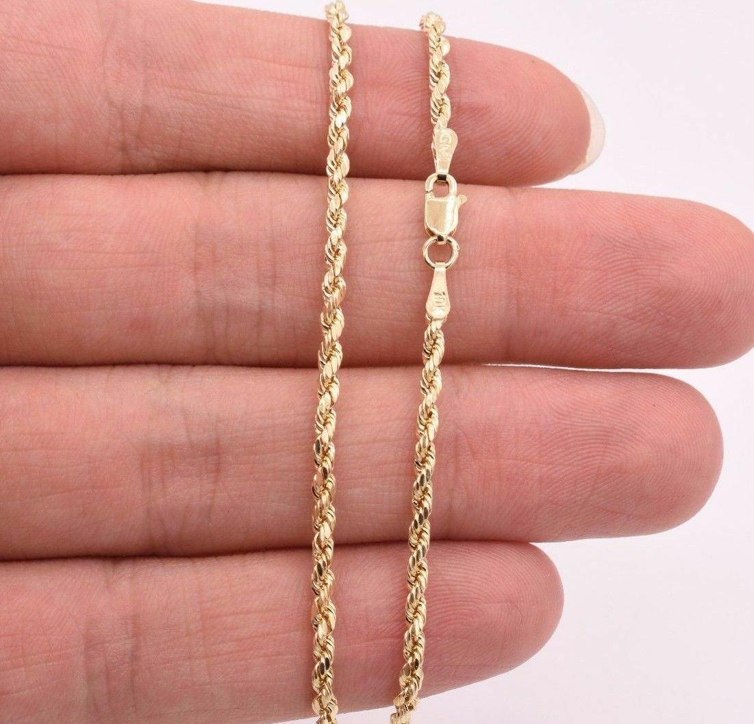 2.0mm Twisted Rope Chain Ankle Bracelet Anklet Real 10K Yellow Gold 10″