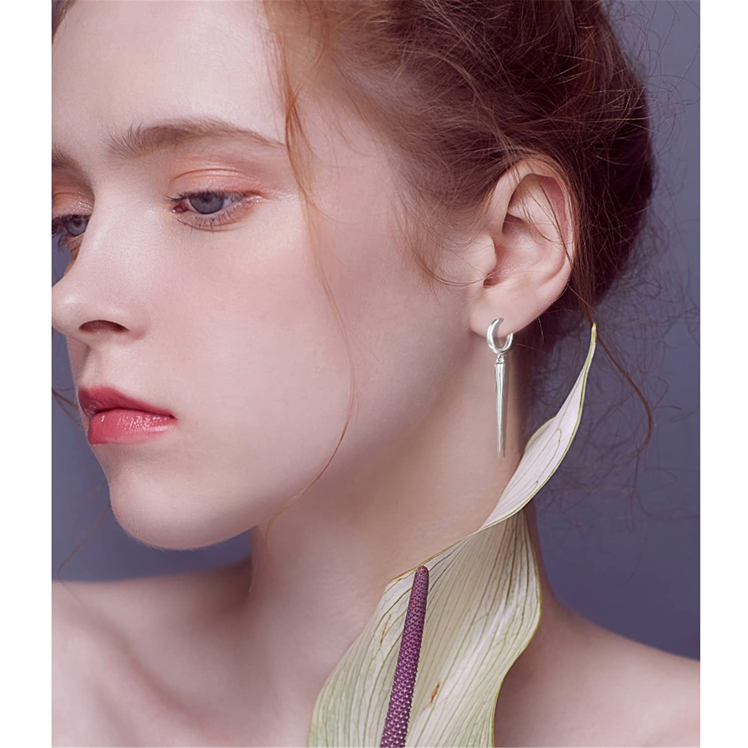 Spike Dangle Drop Hoop Earrings for Women Men Sterling