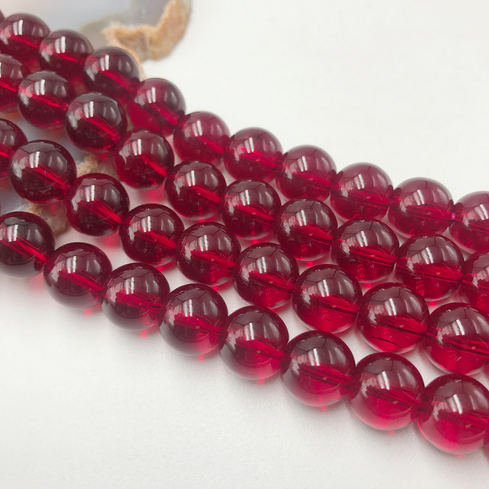 Red Ruby Dyed Quartz Smooth Round Beads 6mm 8mm 10mm 15.5″ Strand