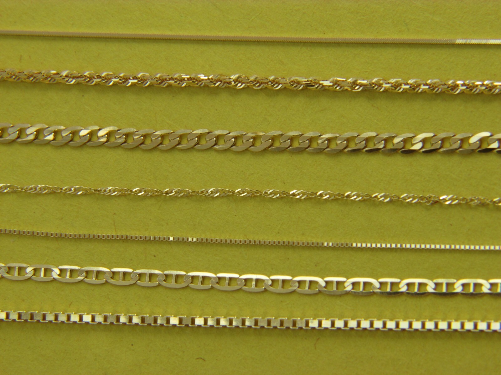 Solid 14k gold Chain Necklace Box chain Rope chain Curb chain 14kt gold