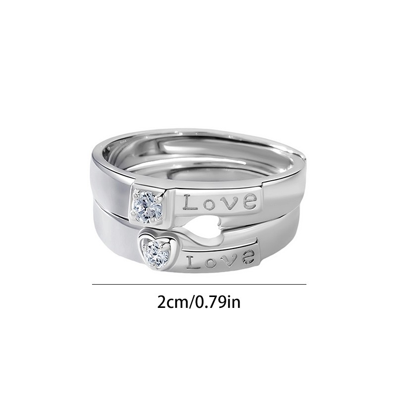 Heart LOVE Pattern Couple Rings Matching Promise Jewelry Daily Wear for Him Her