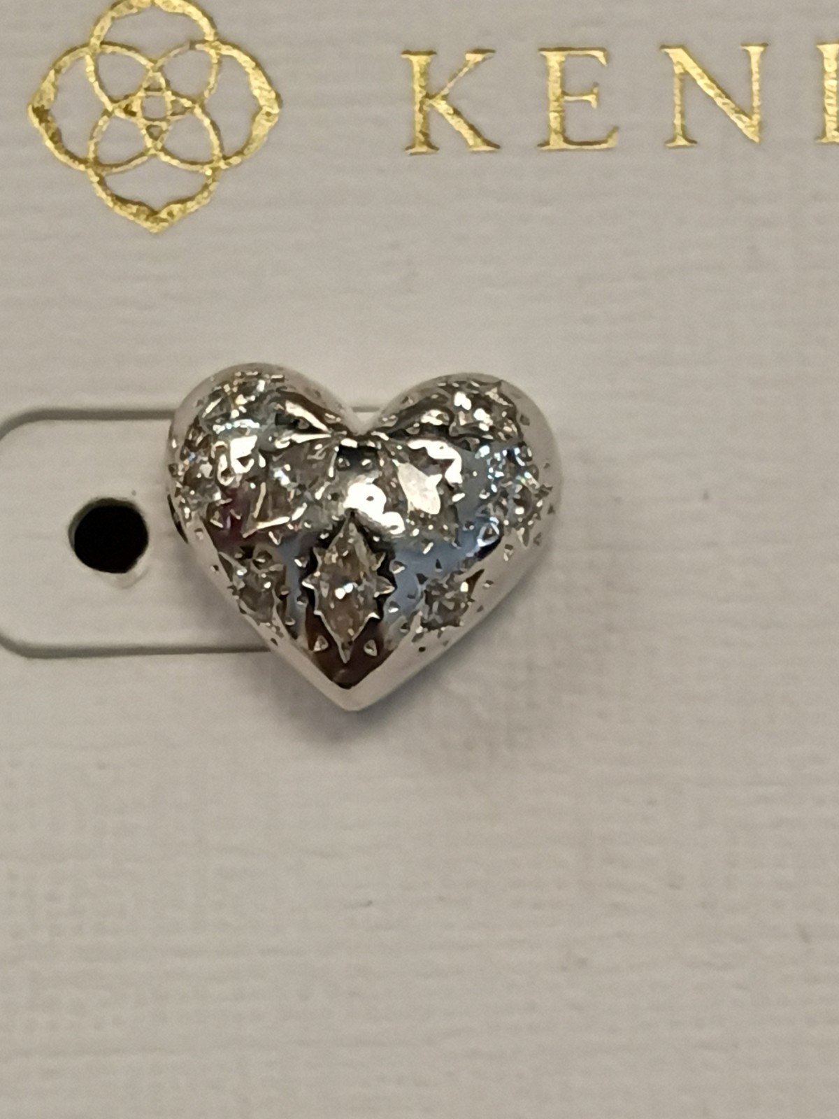 Kendra Scott Earrings Small Heart Stud With Crystals Pierced Posts NWT 9mm