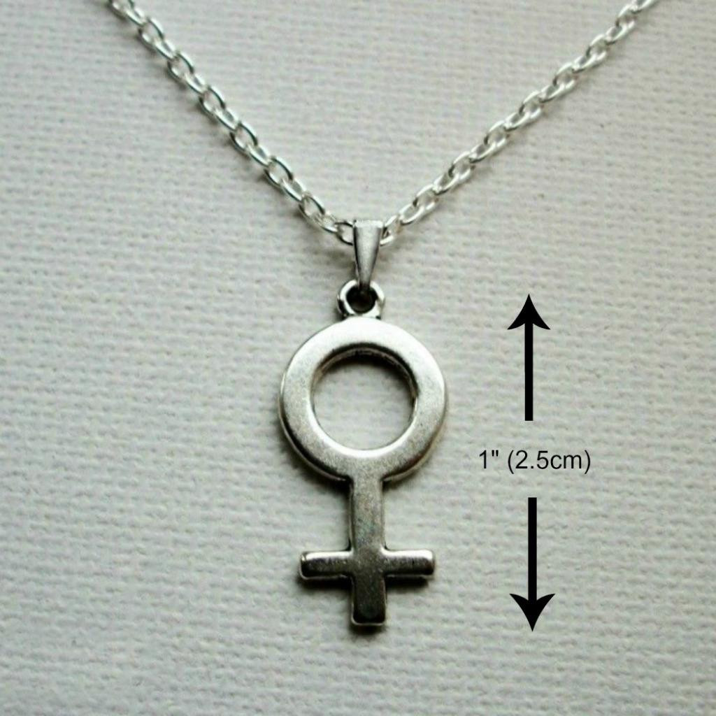 VENUS SYMBOL NECKLACE Small Pendant Charm w Chain Female Feminist Woman Feminism
