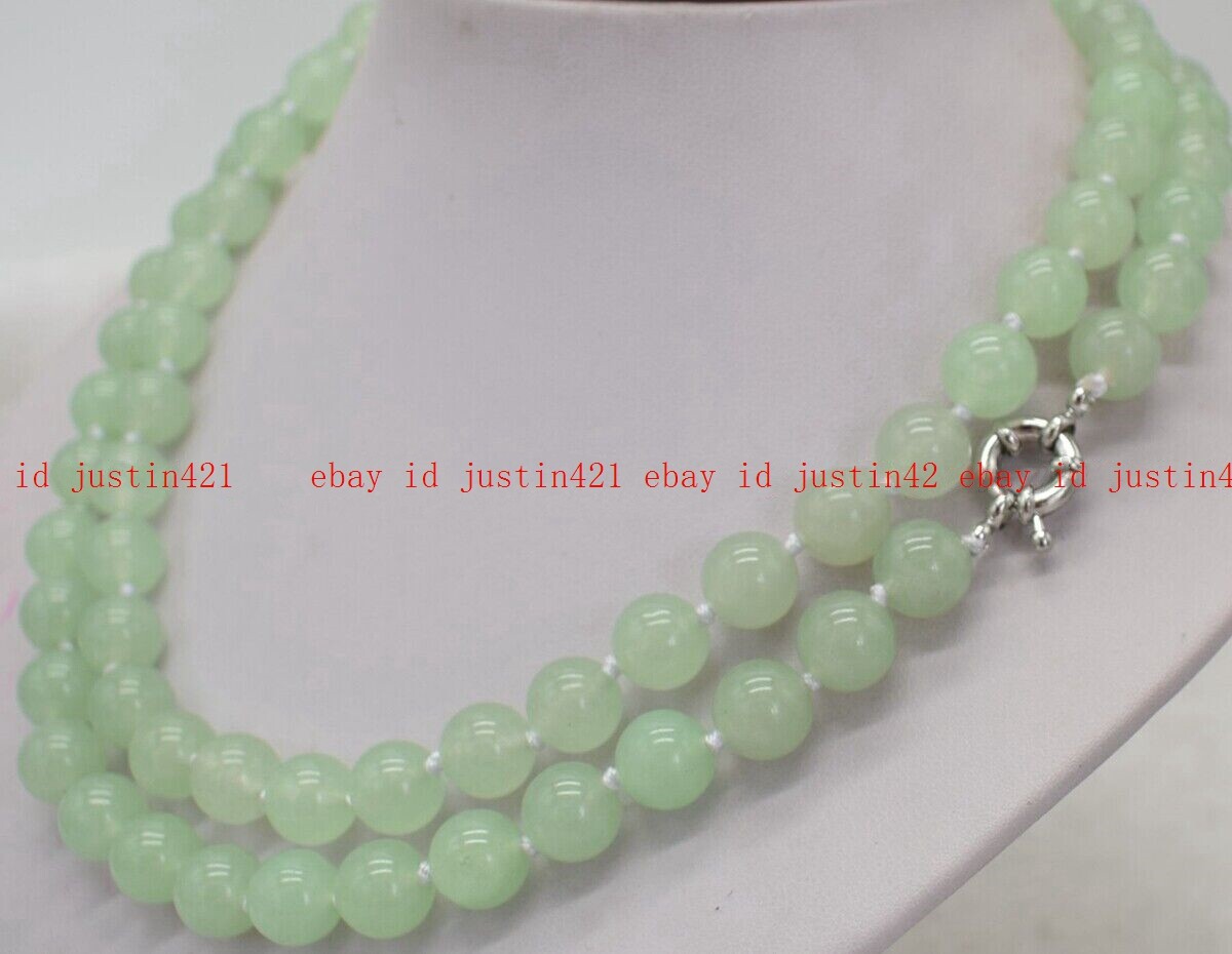 Natural 6/8/10/12mm Light Green Jade Round Gems Beads Necklace Jewelry 16-36″