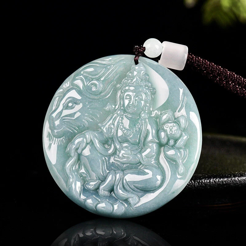 Real Grade A Natural Green Jade Jadeite Men Women Rabbit Guanyin Neck Pendant