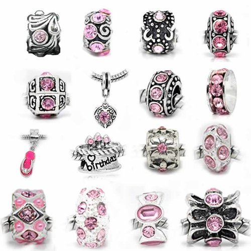 Ten (10) of Assorted Pink Crystal Rhinestone Beads