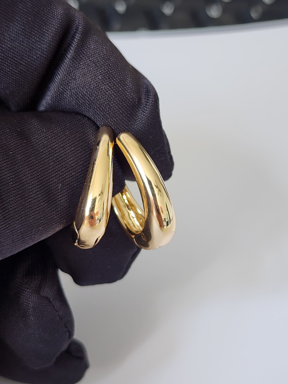 Hoop Thick Dangle Earrings Gold Plated For Women Fashion Jewelry Medium Size