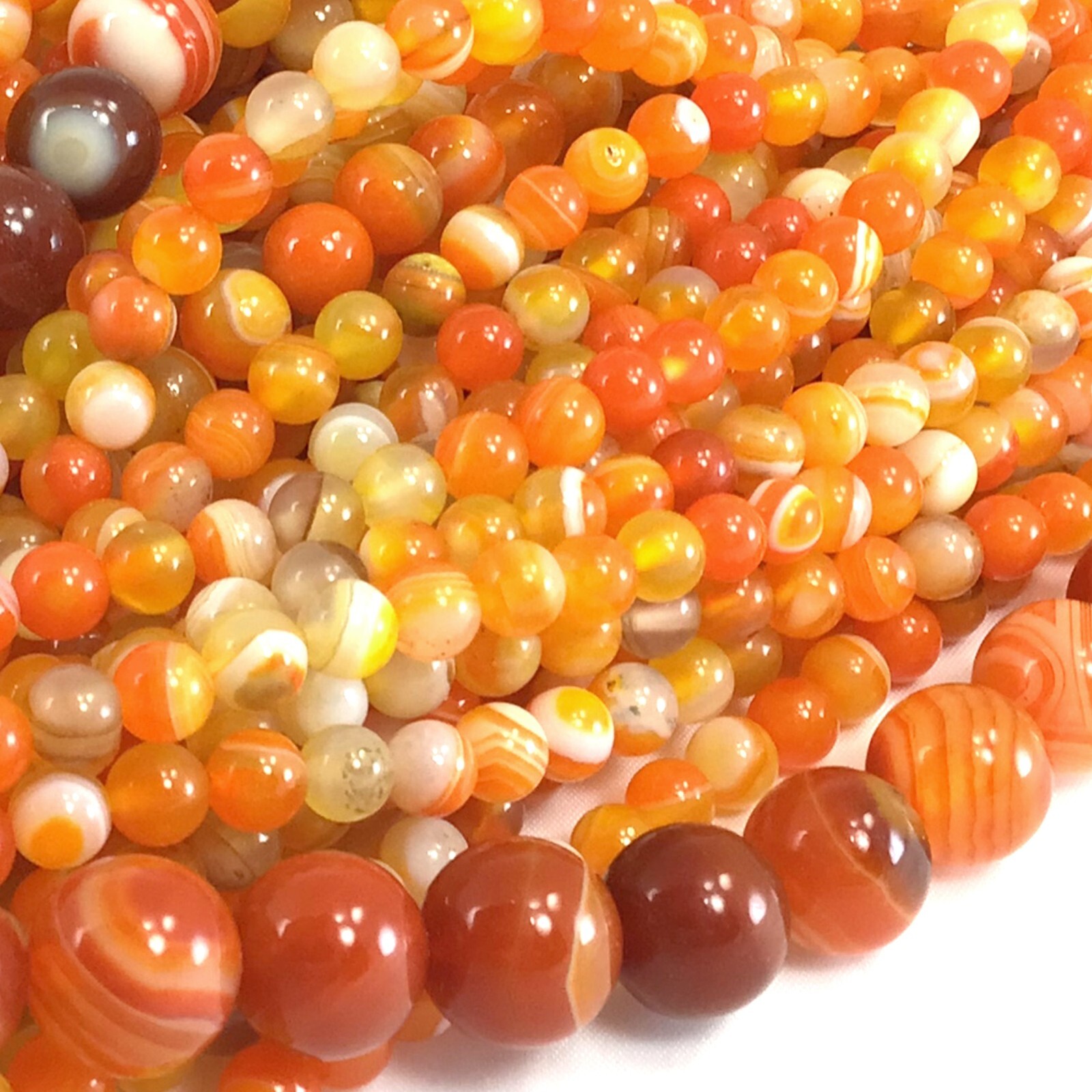 Gemstone Natural Orange Yellow Agate Round Loose Beads 15″ 4mm 6mm 8mm 10mm 12mm